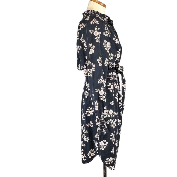 La Vie Rebecca Taylor Floral Camille Shirtdress in Midnight Navy NWT Size M - Picture 5 of 11